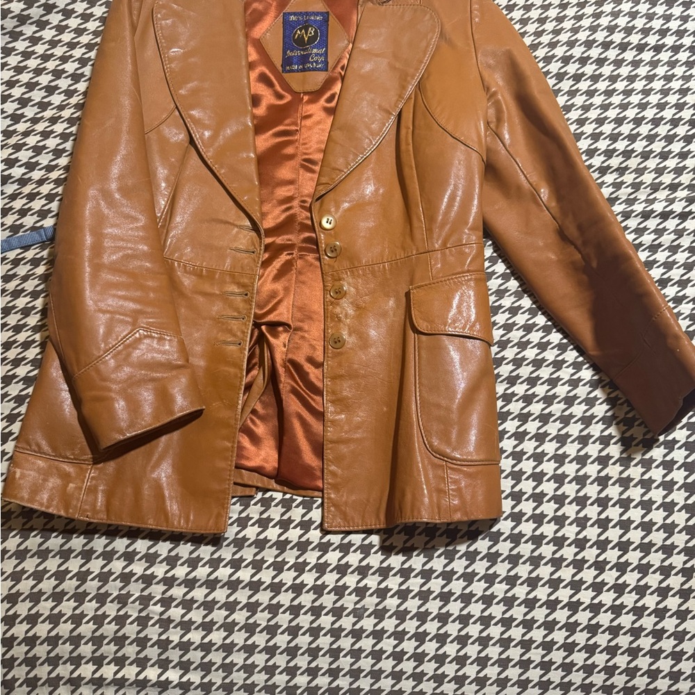 Avanti Tan Leather Women's Blazer